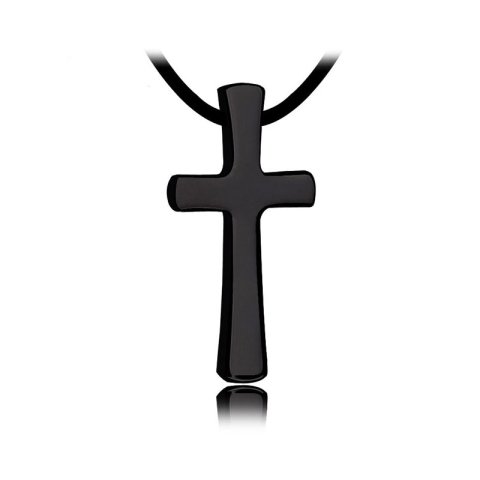 (image for) Black Mens Tungsten Carbide Cross Necklace