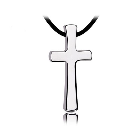 (image for) Silver Mens Tungsten Carbide Cross Necklace