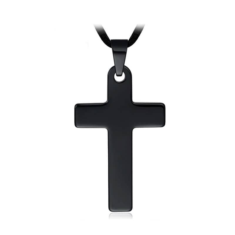 (image for) Black Tungsten Cross Pendant Necklace