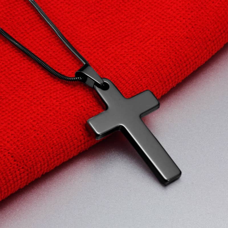 (image for) Black Tungsten Cross Pendant Necklace