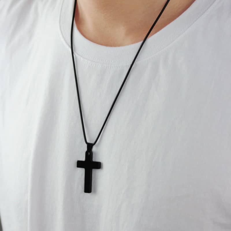 (image for) Black Tungsten Cross Pendant Necklace