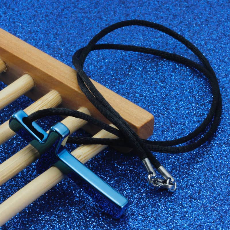 (image for) Blue Mens Tungsten Carbide Cross Necklace