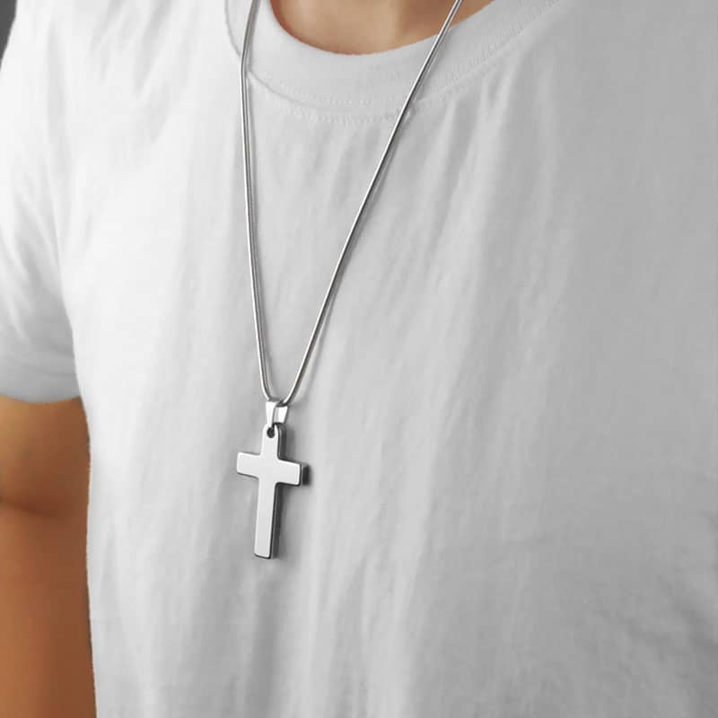 (image for) Silver Tungsten Cross Pendant Necklace