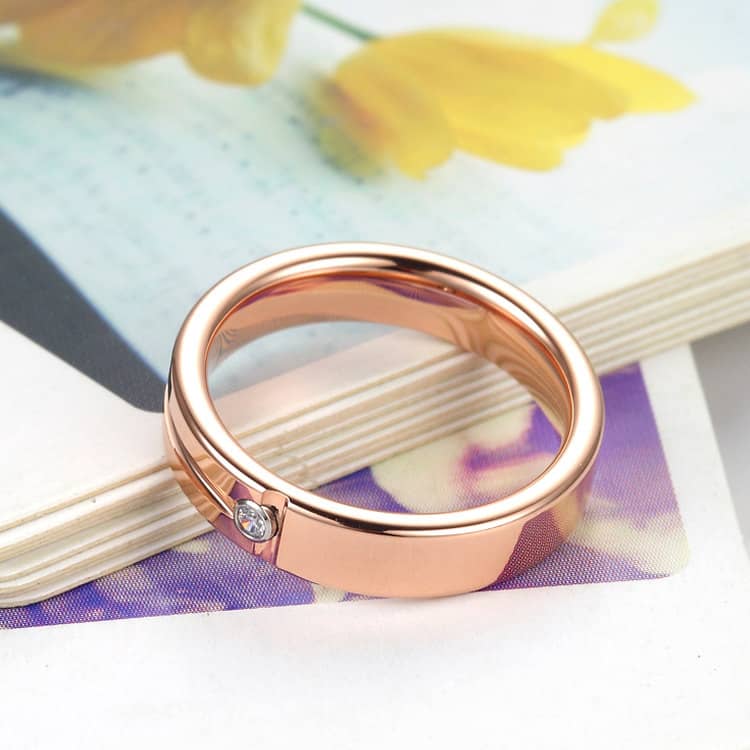 (image for) Rose Gold Matching Tungsten Carbide Wedding Bands with Diamonds