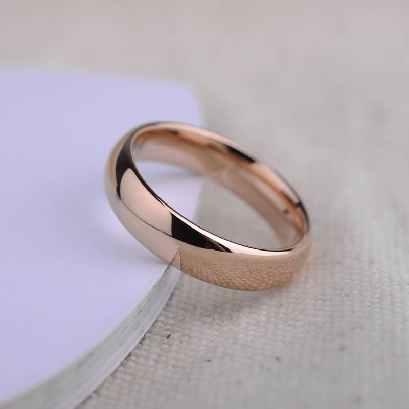 (image for) Womens Domed Rose Gold Tungsten Ring