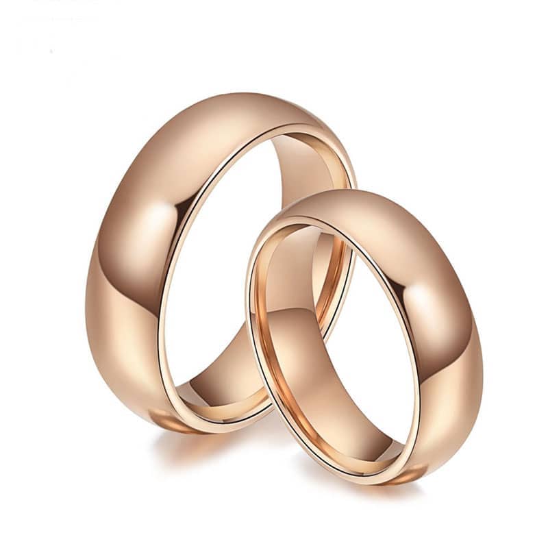 (image for) Rose Gold Domed Tungsten Matching Wedding Bands