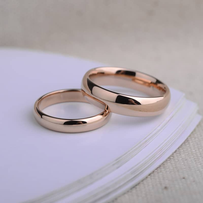 (image for) Rose Gold Domed Tungsten Matching Wedding Bands